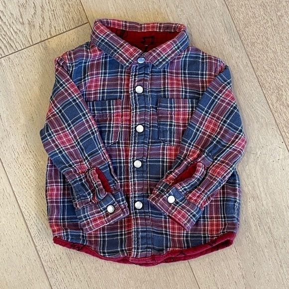 Gymboree Plaid Reversible Flannel 6-12 Months - Picture 1 of 6